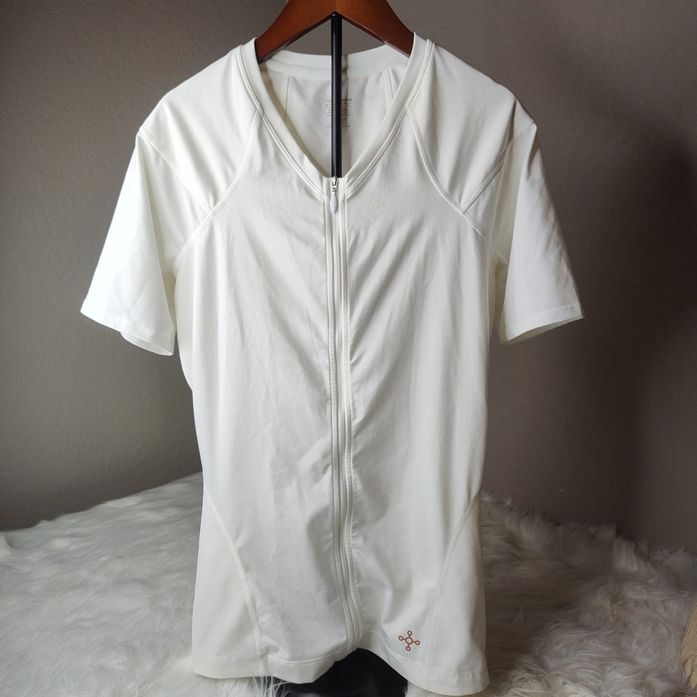 Elegant White Zip-Up Women's Muscle Tee